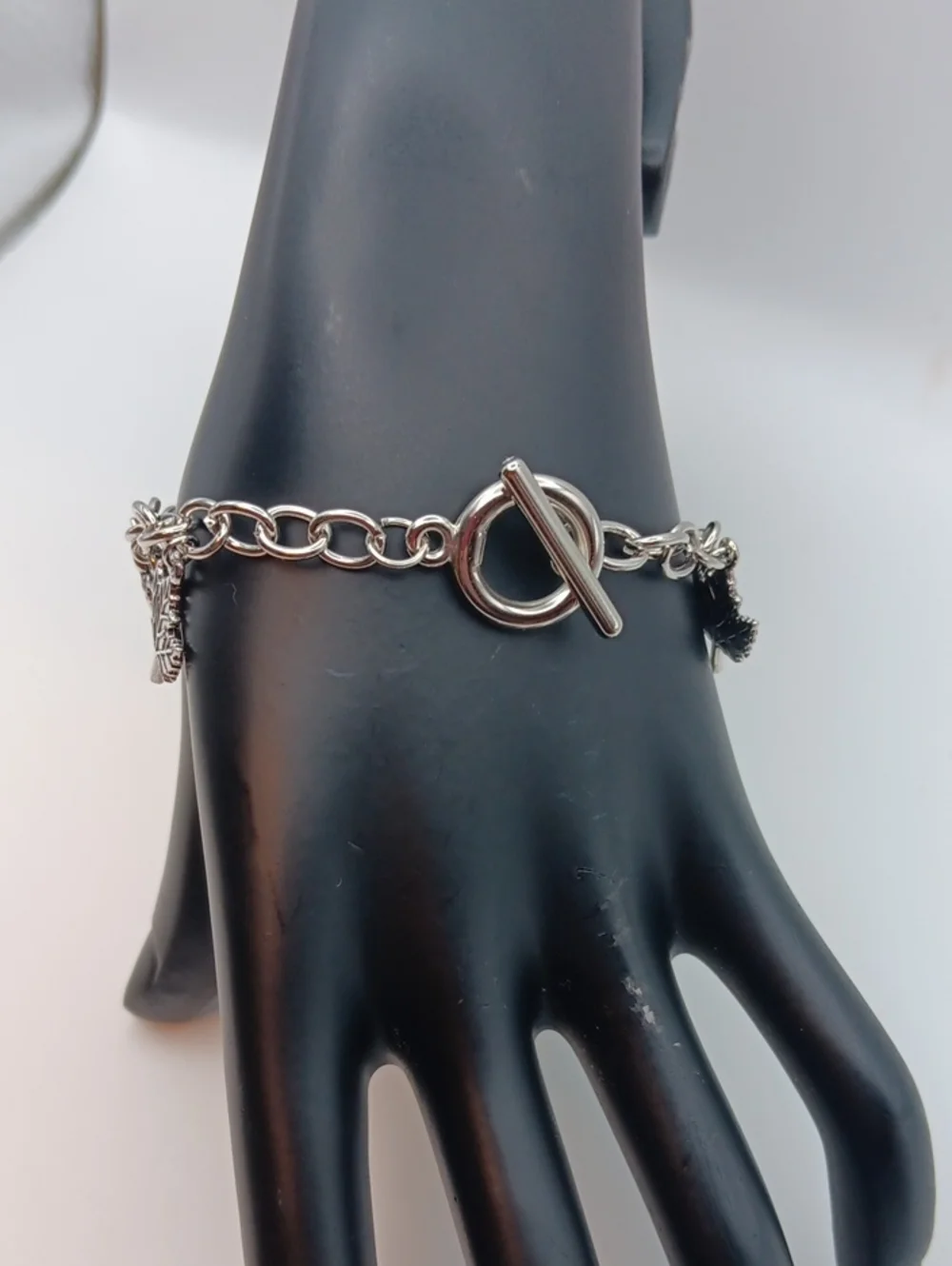 Handmade Silver-tone Squirrel & Acorn Charm Bracelet